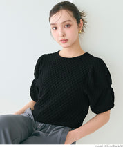 Textured puff-sleeve top