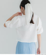 Textured puff-sleeve top