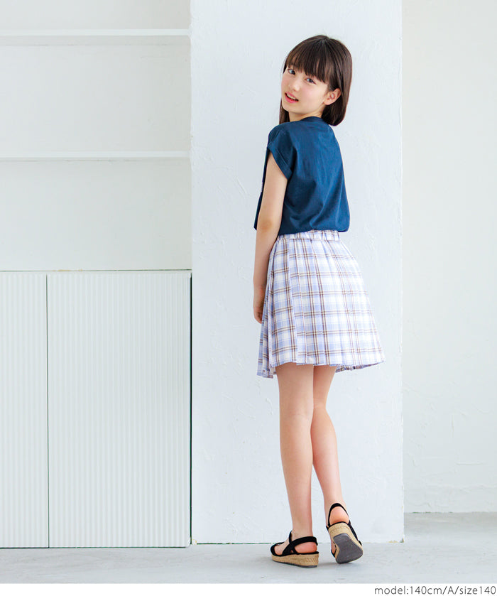 Children's Japanese style all-match elastic pleated skirt