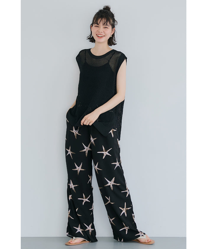 Summer starfish holiday style casual wide pants