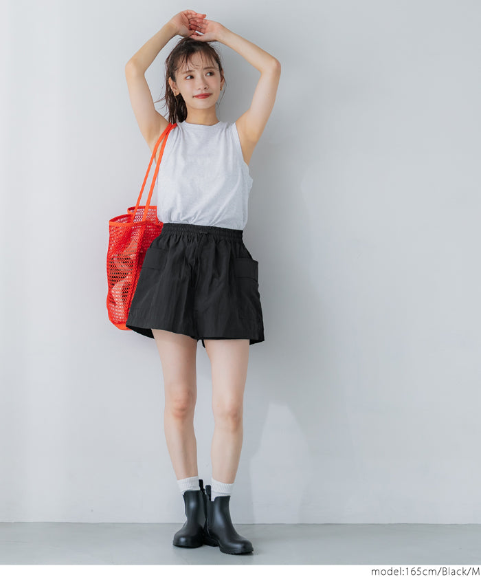 Water-repellent nylon sports drawstring mini culottes