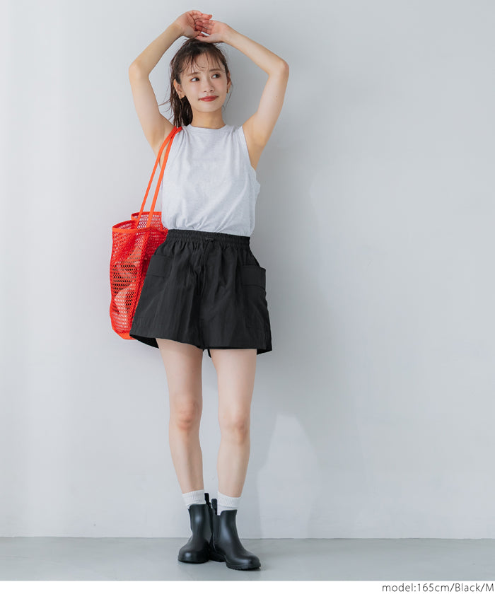 Water-repellent nylon sports drawstring mini culottes