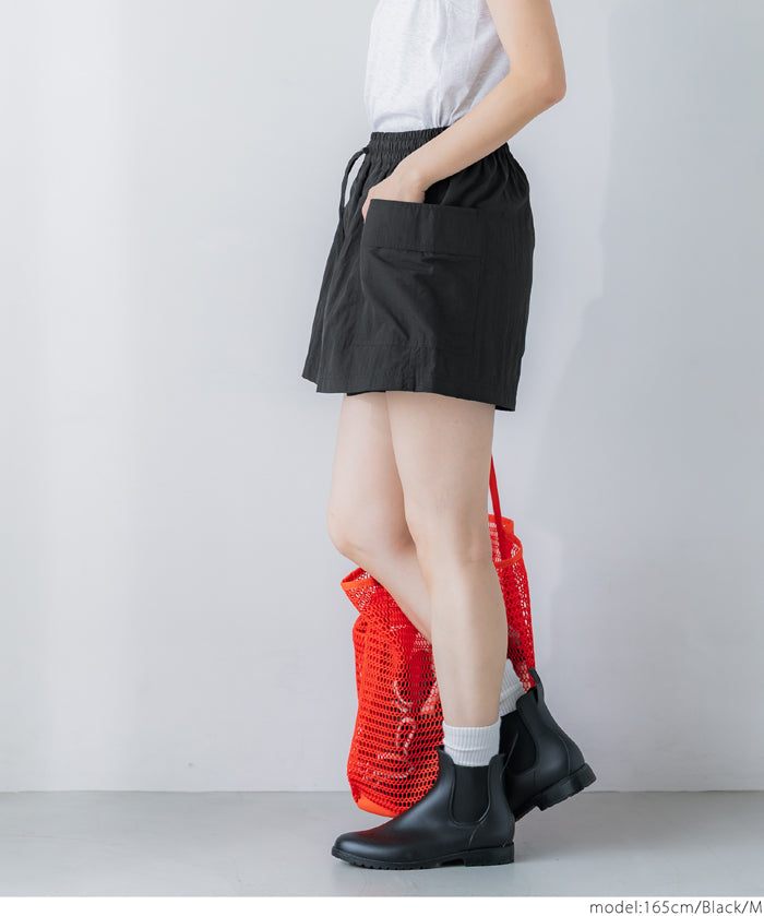 Water-repellent nylon sports drawstring mini culottes