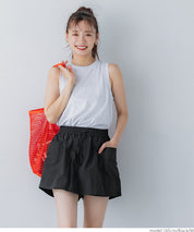 Water-repellent nylon sports drawstring mini culottes