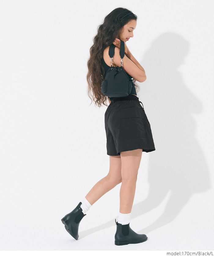 Water-repellent nylon sports drawstring mini culottes