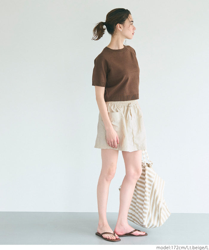 Water-repellent nylon sports drawstring mini culottes