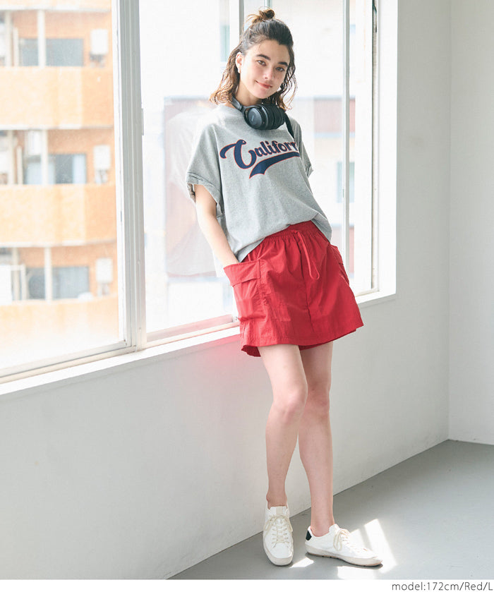 Water-repellent nylon sports drawstring mini culottes