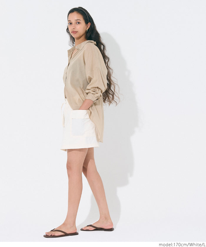 Water-repellent nylon sports drawstring mini culottes