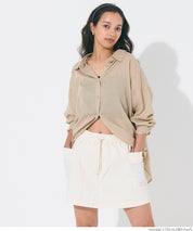 Water-repellent nylon sports drawstring mini culottes