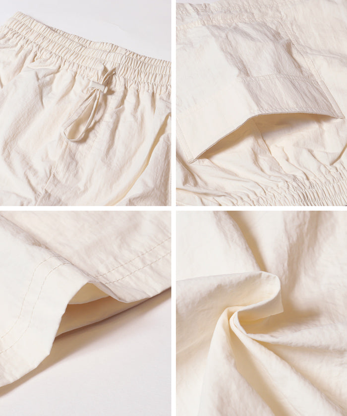 Water-repellent nylon sports drawstring mini culottes