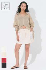 Water-repellent nylon sports drawstring mini culottes