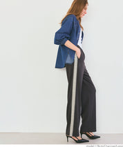 Side line georgette wide pants