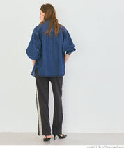 Side line georgette wide pants