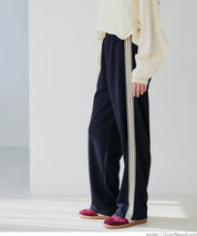 Side line georgette wide pants