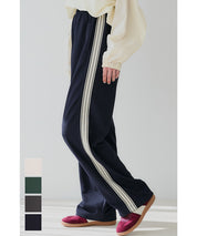 Side line georgette wide pants
