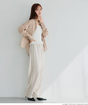 Side line georgette wide pants