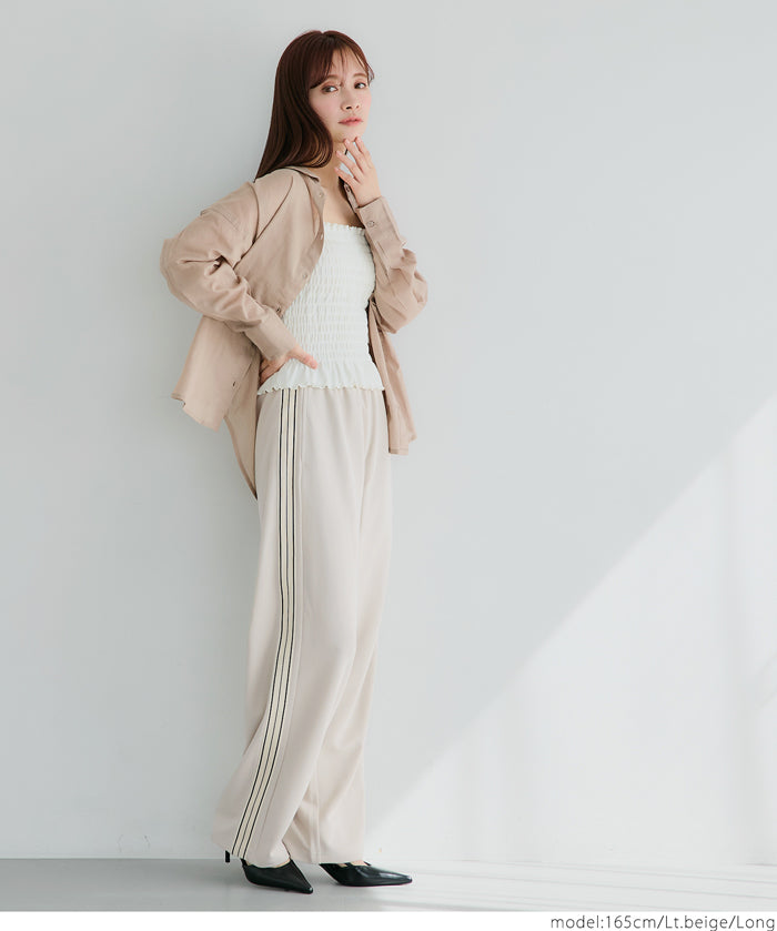 Side line georgette wide pants