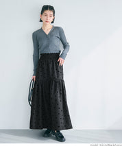 Flocked dot pattern firm tiered skirt