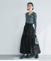 Flocked dot pattern firm tiered skirt