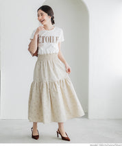 Flocked dot pattern firm tiered skirt