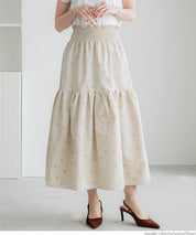 Flocked dot pattern firm tiered skirt