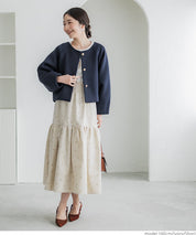Flocked dot pattern firm tiered skirt