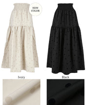 Flocked dot pattern firm tiered skirt