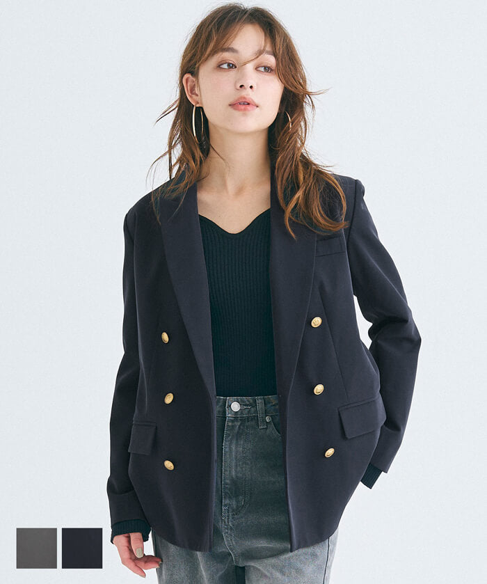 Double-breasted gold button jacket