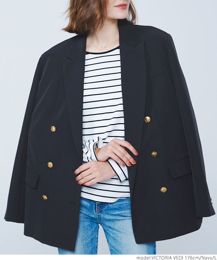 Double-breasted gold button jacket