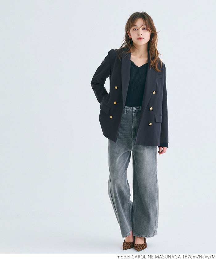 Double-breasted gold button jacket