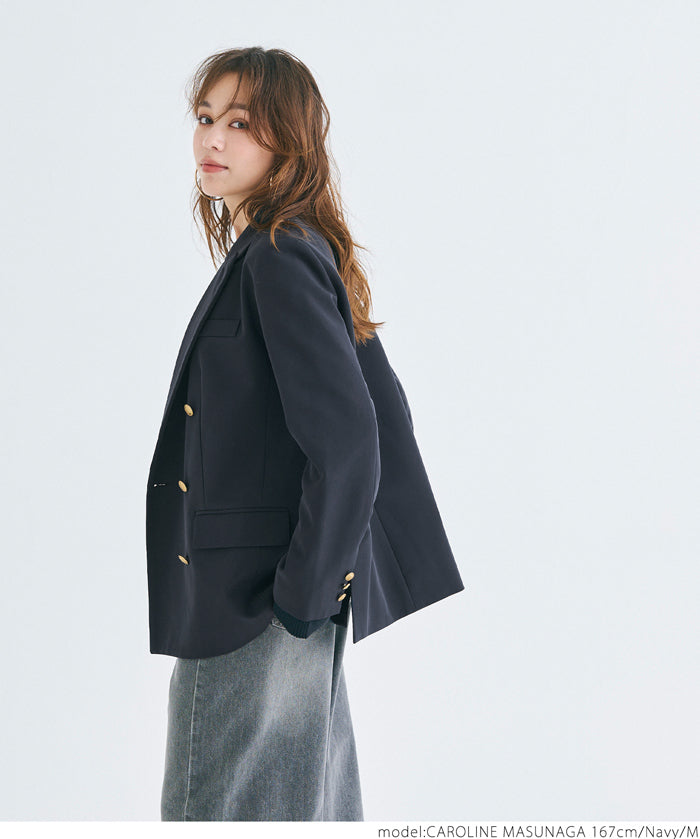 Double-breasted gold button jacket