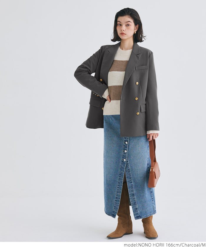 Double-breasted gold button jacket