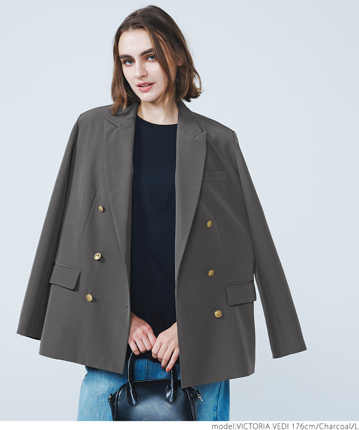 Double-breasted gold button jacket