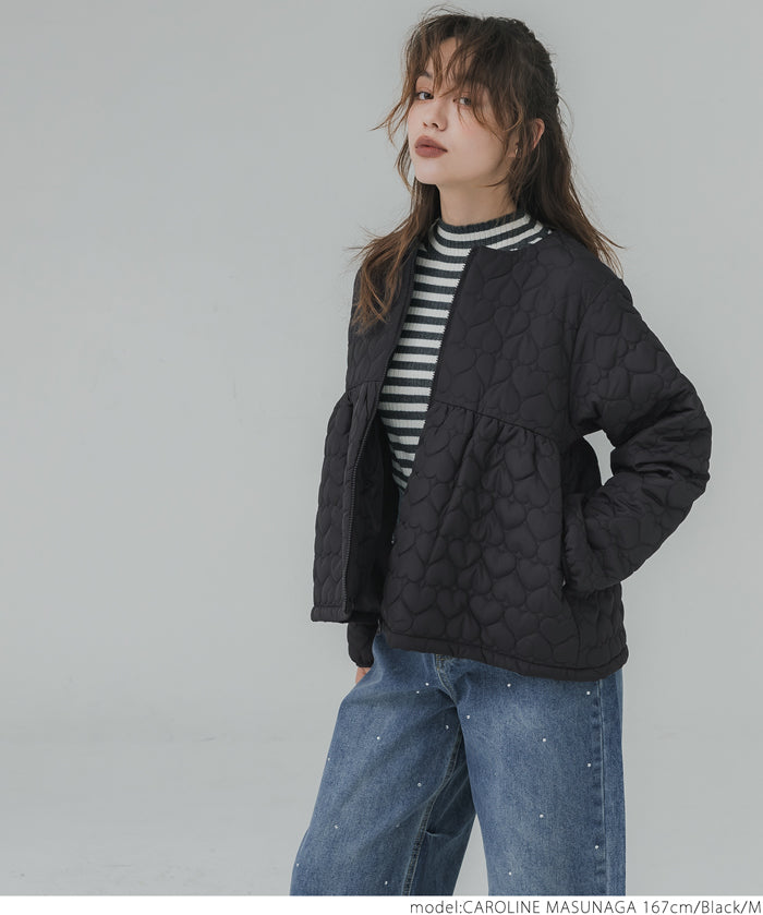 Heart quilted peplum jacket