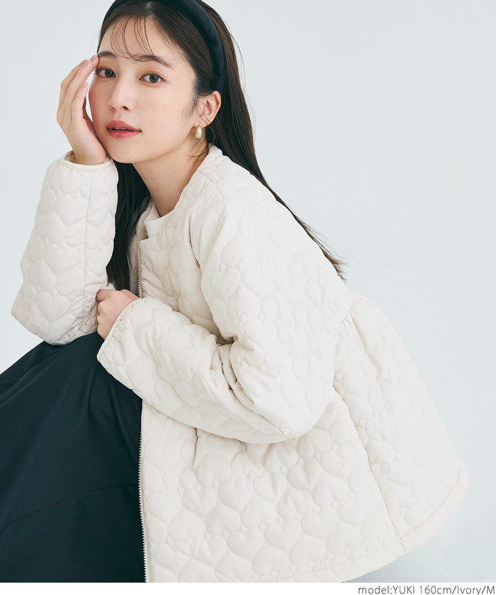 Heart quilted peplum jacket