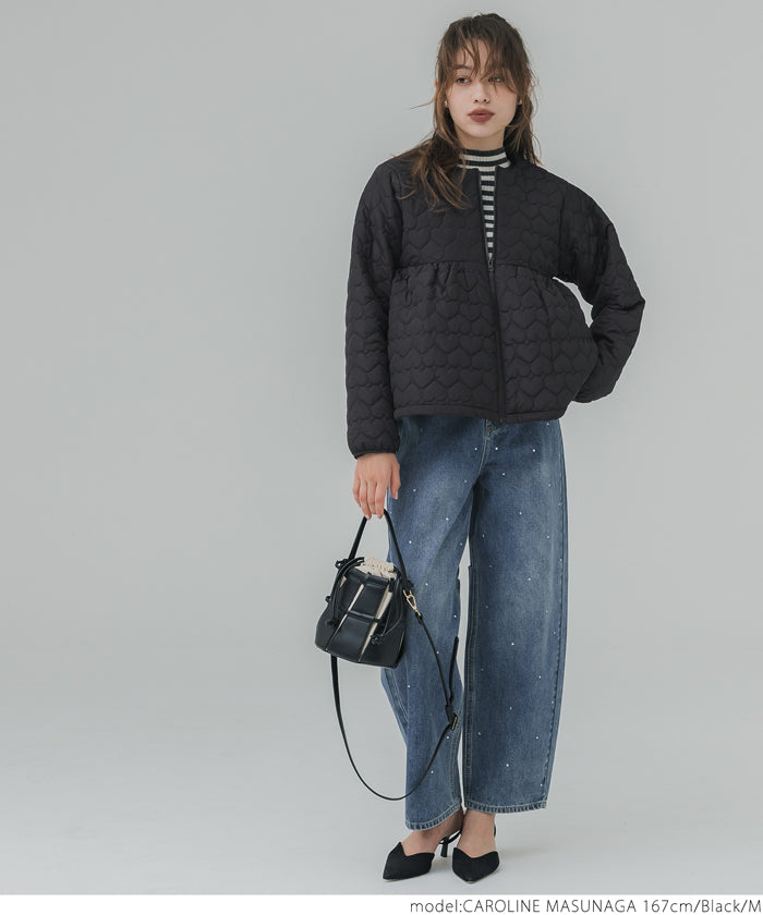 Heart quilted peplum jacket