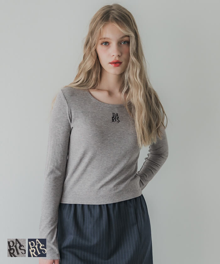 Mini logo embroidered ribbed top