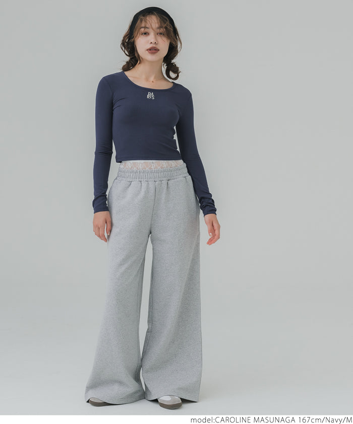 Mini logo embroidered ribbed top