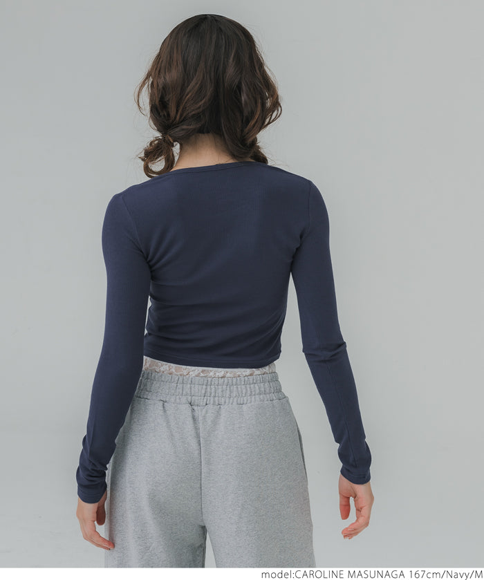 Mini logo embroidered ribbed top