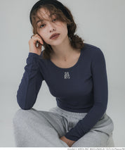 Mini logo embroidered ribbed top