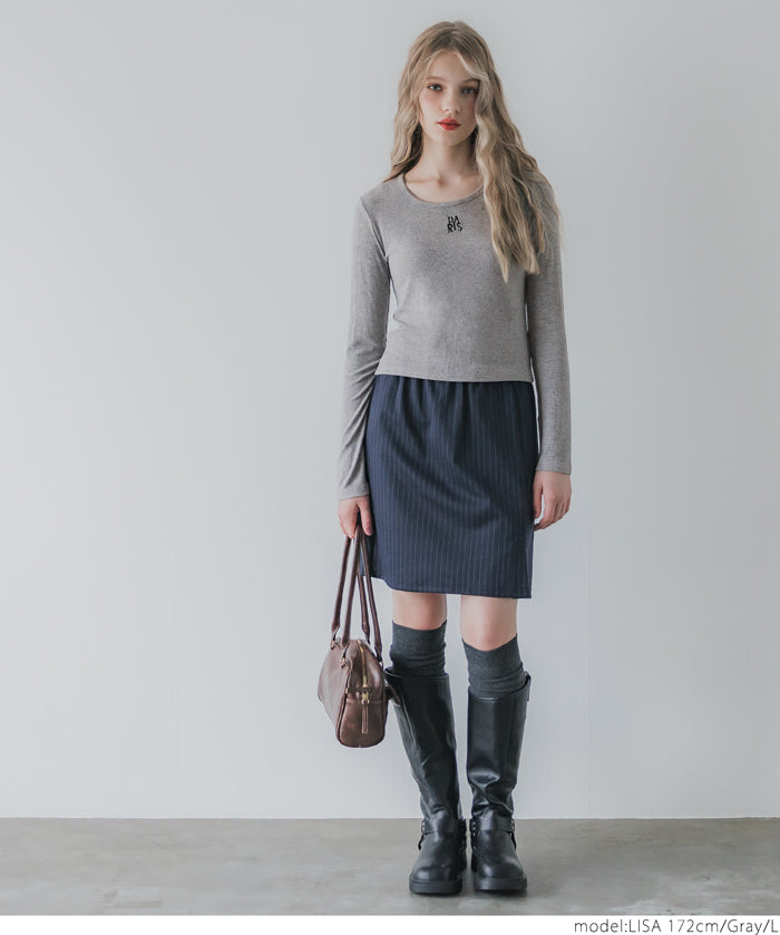 Mini logo embroidered ribbed top