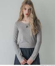 Mini logo embroidered ribbed top