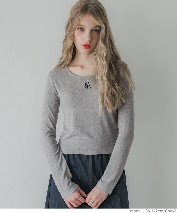 Mini logo embroidered ribbed top