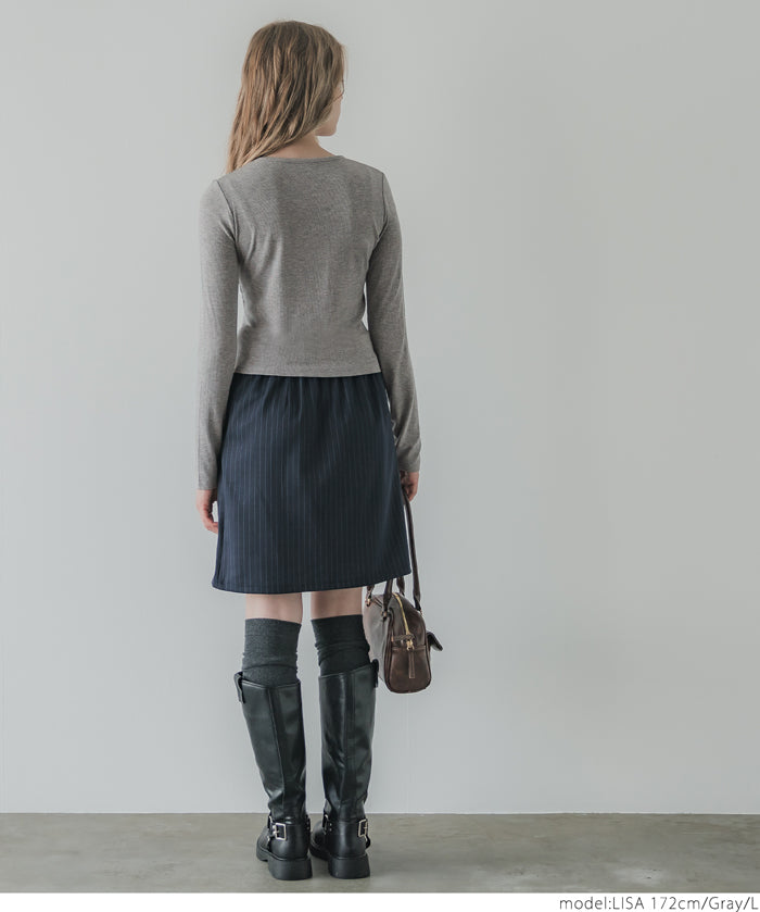 Mini logo embroidered ribbed top