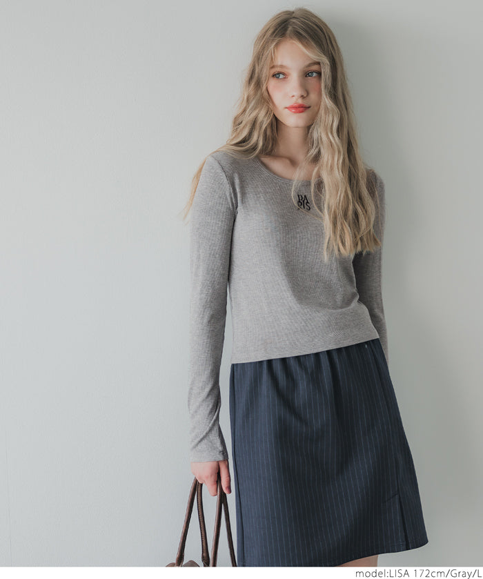 Mini logo embroidered ribbed top