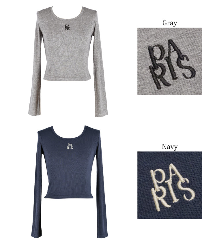 Mini logo embroidered ribbed top