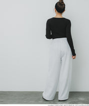 U-neck long sleeve ribbed T-shirt