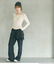 U-neck long sleeve ribbed T-shirt