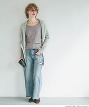 U-neck long sleeve ribbed T-shirt