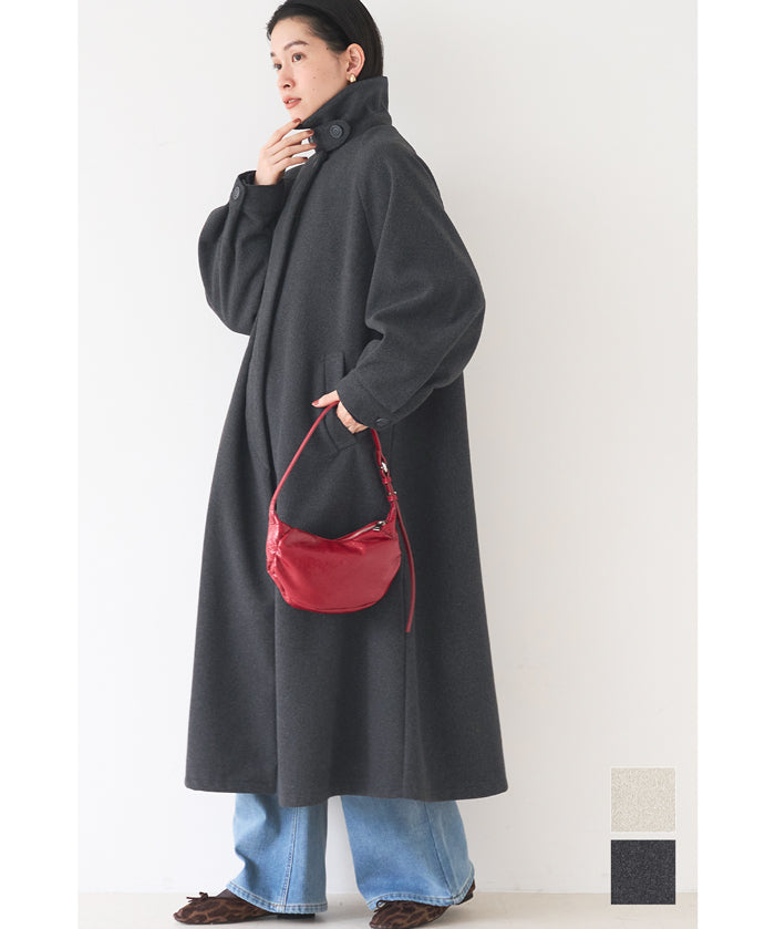Faux wool long coat